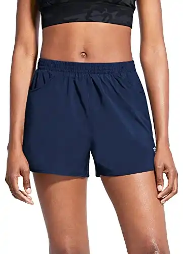 BALEAF Women's 3" Running Athletic Shorts Quick Dry Gym Workout Shorts with Pockets Navy Size M